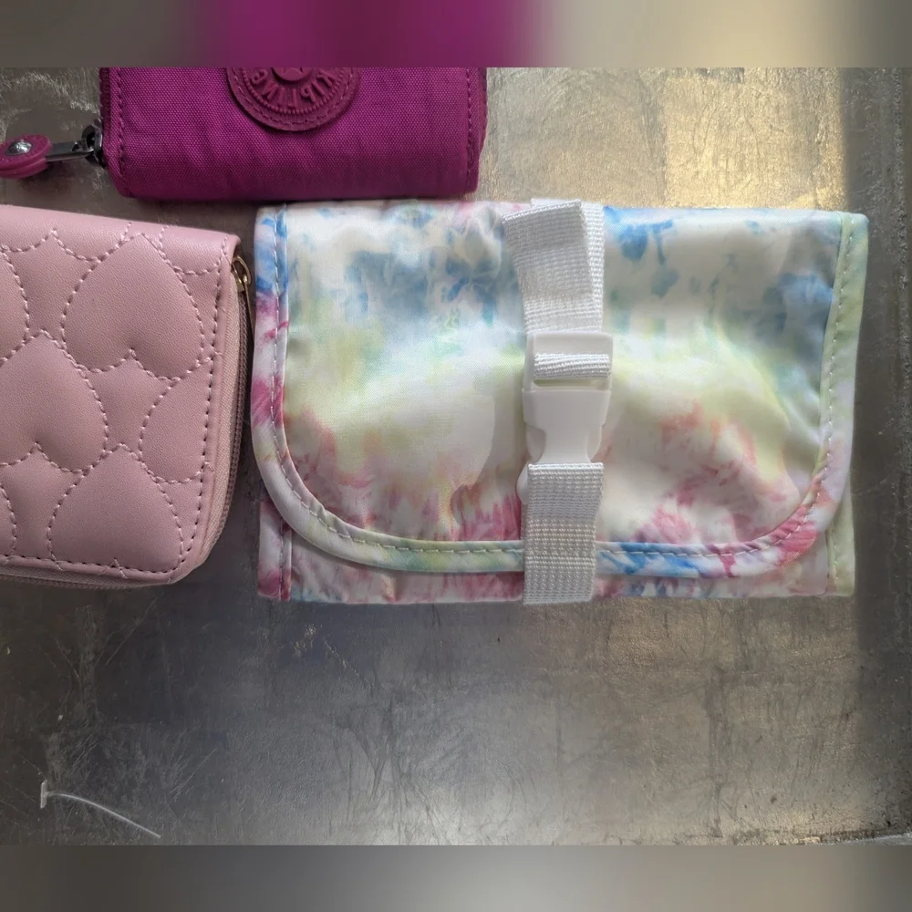 🩷 Kipling Live Light Pink Hearts Cosmetic Bag, Wallet CC Holder